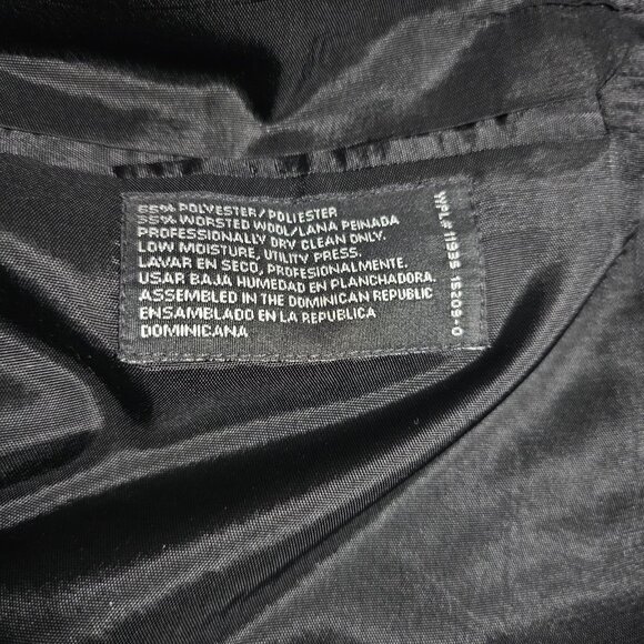 Towncraft Blazer 46R Black Jacket Sport Coat Striped Polyester Worsted Wool - Picture 10 of 10